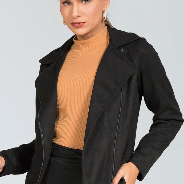 JAQUETA BIKER SUEDE PRETO MIRA VEST