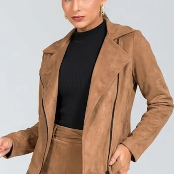 JAQUETA BIKER SUEDE MARROM MIRA VEST