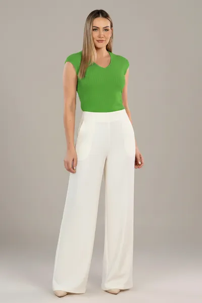 BLUSA MANGA JAPONESA DECOTE V CANELADA VERDE MIRA