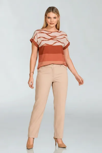 Blusa Plano Fluido Decote Redondo Avelã Mira Vest