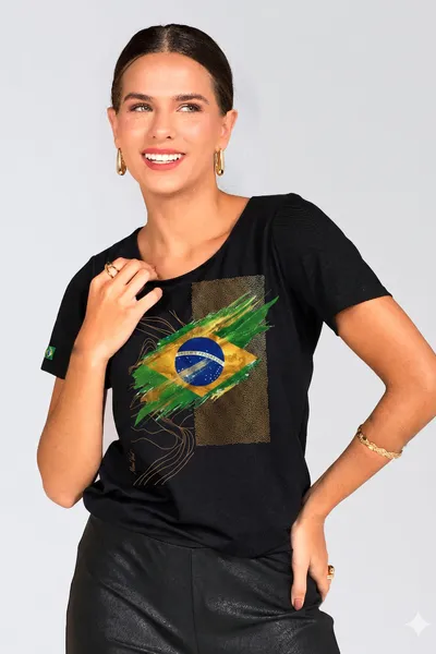 T-SHIRT ESTAMPA BRASIL PRETO MIRA VEST