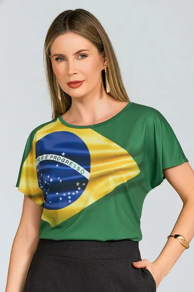 BLUSA  ESTAMPA BRASIL VERDE MIRA VEST