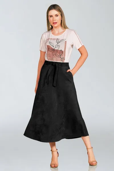 SAIA MIDI SUEDE COM CINTO PRETO MIRA VEST