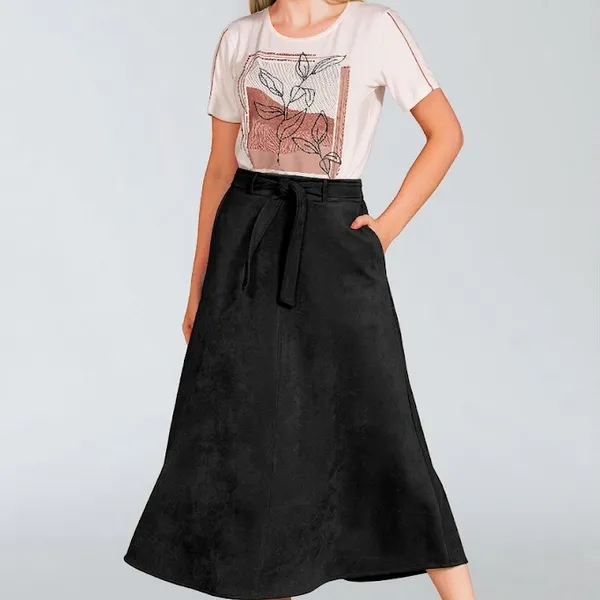 SAIA MIDI SUEDE COM CINTO PRETO MIRA VEST