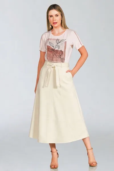 SAIA MIDI SUEDE COM CINTO OFF WHITE MIRA VEST