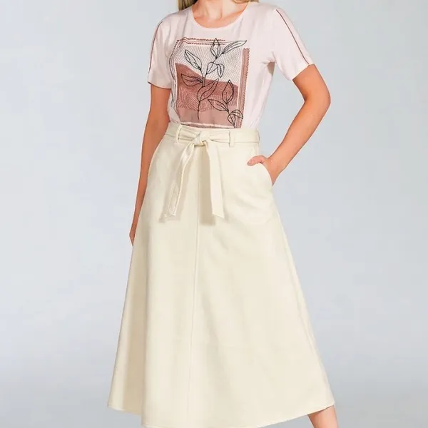 SAIA MIDI SUEDE COM CINTO OFF WHITE MIRA VEST
