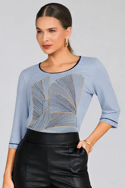 BLUSA MALHA CREPONADA AZUL BEBÊ MIRA VEST