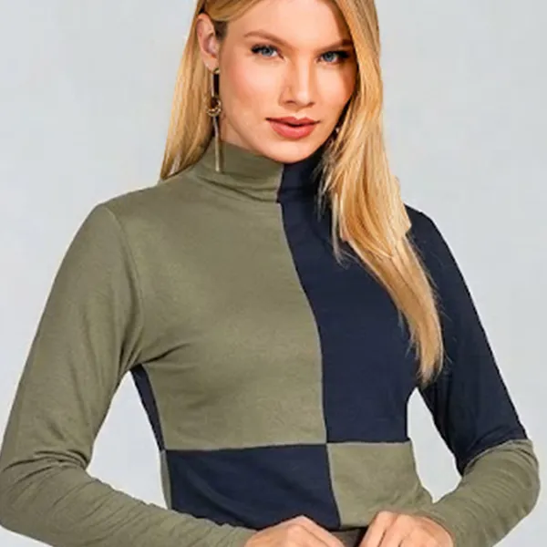 Blusa Viscolycra Gola Alta Caqui Mira Vest