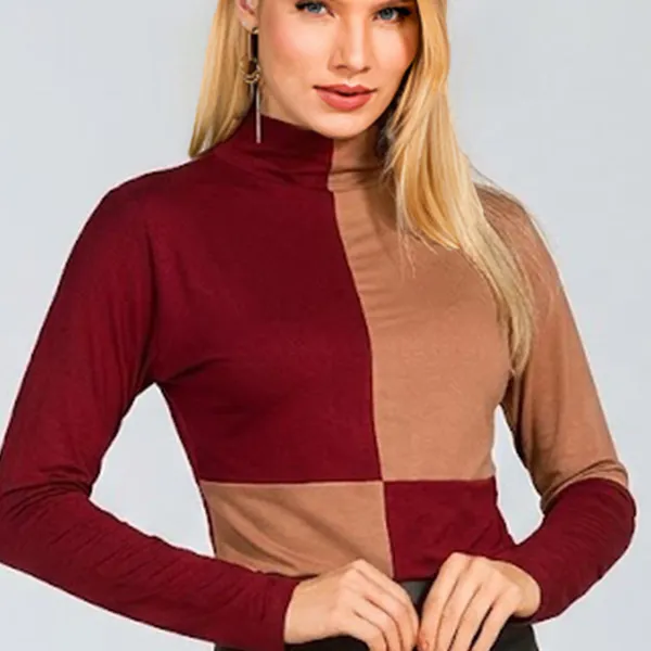 Blusa Viscolycra Gola Alta Burgundy Mira Vest