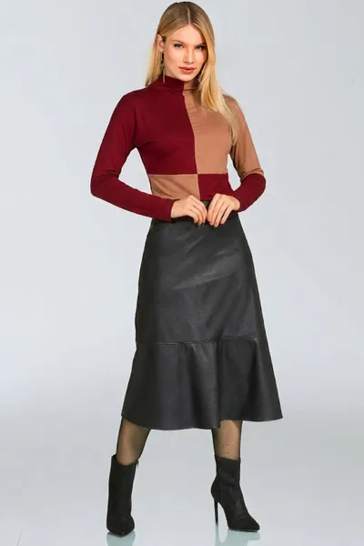 Blusa Viscolycra Gola Alta Burgundy Mira Vest Blusa Viscolycra Gola Alta Burgundy Mira Vest