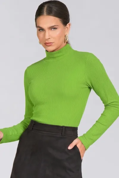 BLUSA CANELADA GOLA ALTA VERDE MIRA VEST