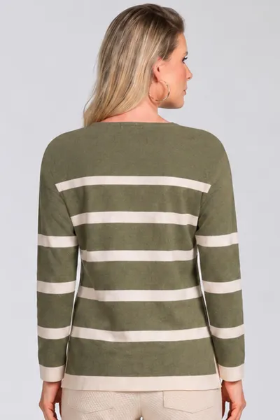 BLUSA TRICÔ DECOTE V CAQUI/OFF MIRA VEST
