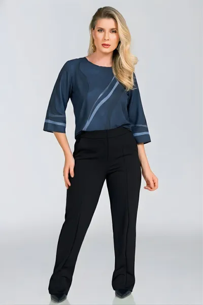 BLUSA PLANO FLUIDO DECOTE CANOA MARINHO MIRA VEST