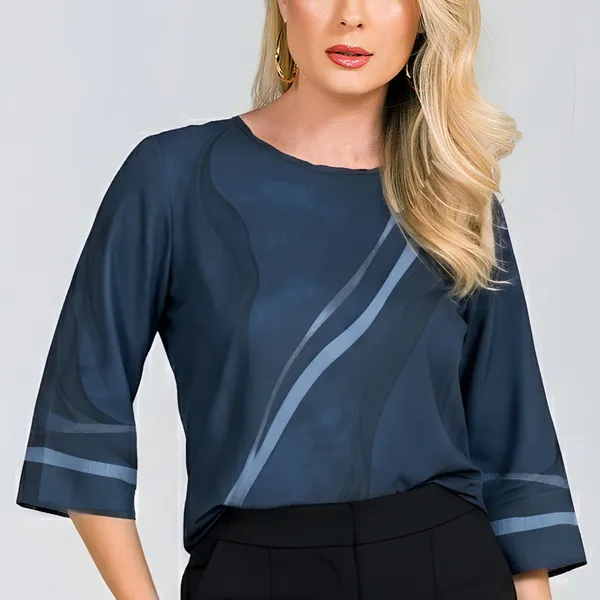BLUSA PLANO FLUIDO DECOTE CANOA MARINHO MIRA VEST
