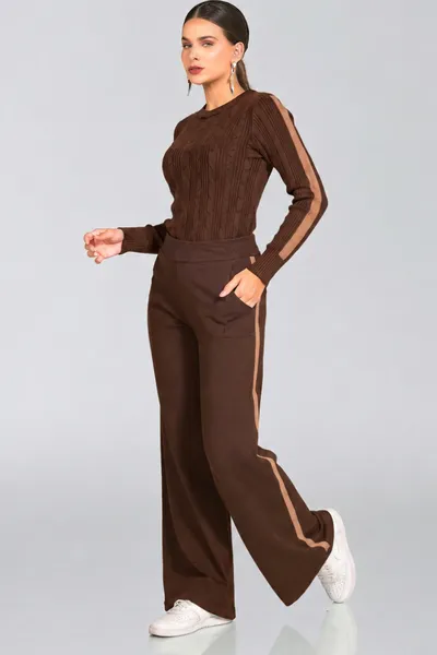BLUSA TRICÔ DECOTE REDONDO MARROM/MOUSSE MIRA VEST 