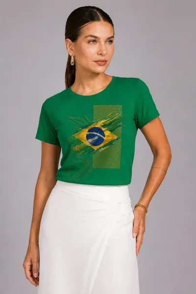 T-SHIRT ESTAMPA BRASIL VERDE  MIRA VEST