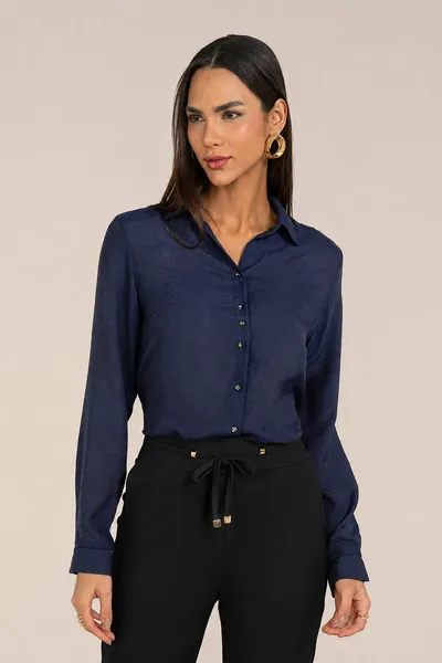 CAMISA SLIM COM PUNHO FRANZIDO MARINHO MIRA VEST