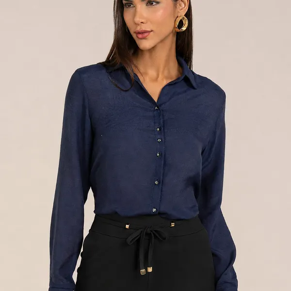 CAMISA SLIM COM PUNHO FRANZIDO MARINHO MIRA VEST