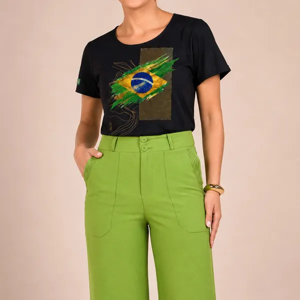 CALÇA CAPRI EM ALFAIATARIA COM ZÍPER VERDE MIRA VE