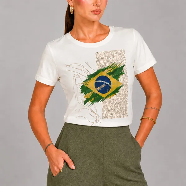 T-SHIRT ESTAMPA BRASIL OFF WHITE MIRA VEST