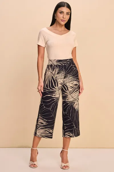 CALÇA LUDIMILA PRETO/ MANTEIGA