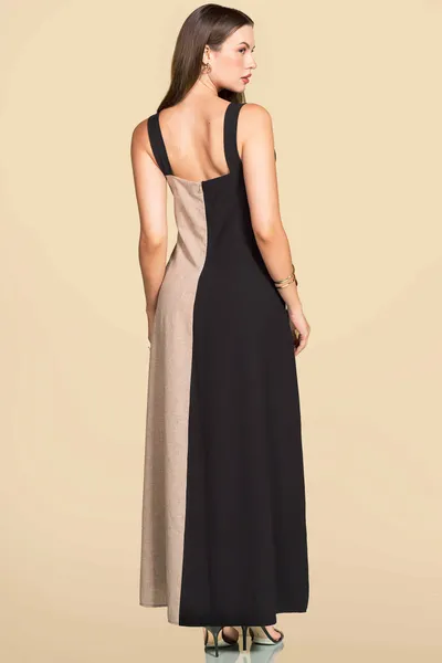 VESTIDO ALFAIATARIA DE VISCOSE LONGUETE PRETO MIRA VEST VESTIDO ALFAIATARIA DE VISCOSE LONGUETE PRETO MIRA VEST