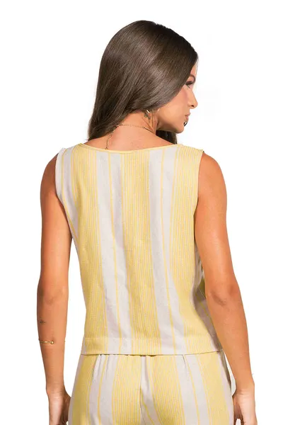 CROPPED VISCOLINHO LISTRADO AMARELO MIRA VEST