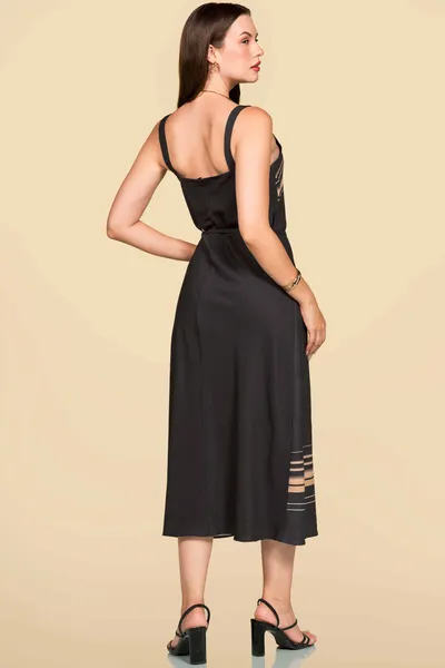 VESTIDO CREPE COM CINTO MIDI PRETO MIRA VEST VESTIDO CREPE COM CINTO MIDI PRETO MIRA VEST