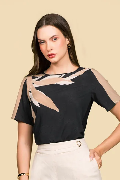 BLUSA PLANO FLUIDO PRETO MIRA VEST