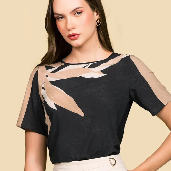 BLUSA PLANO FLUIDO PRETO MIRA VEST