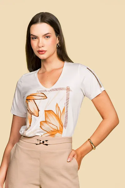 T-SHIRT VISCOLYCRA COM PEDRARIAS OFF WHITE MIRA VEST