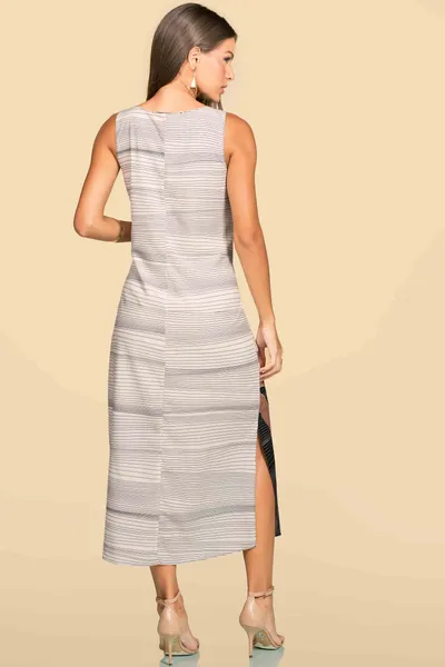 VESTIDO PLANO FLUIDO MIDI MANTEIGA/PRETO MIRA VEST VESTIDO PLANO FLUIDO MIDI MANTEIGA/PRETO MIRA VEST
