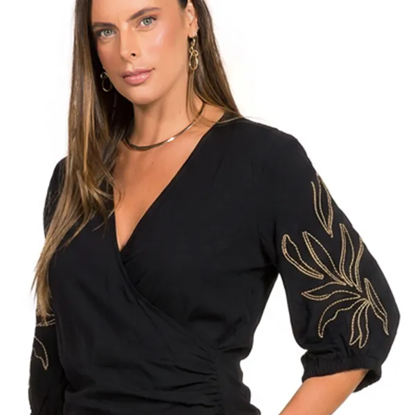 BLUSA VISCOLINHO BORDADA PRETO MIRA VEST