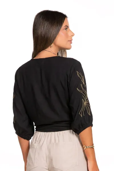 BLUSA VISCOLINHO BORDADA PRETO MIRA VEST