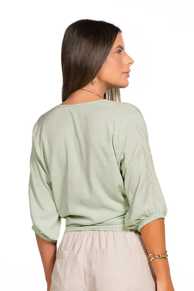BLUSA VISCOLINHO BORDADA MENTA MIRA VEST