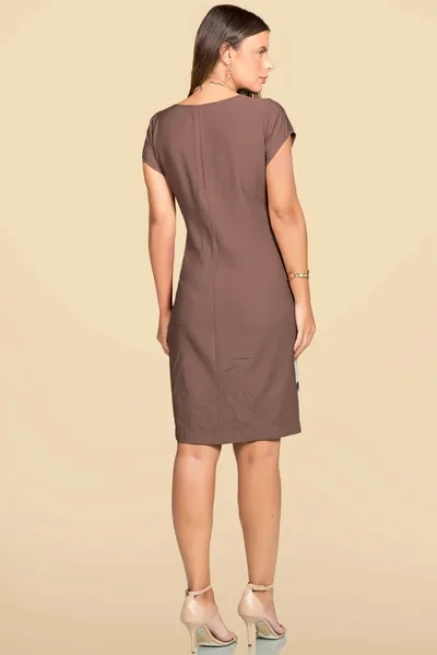 VESTIDO CREPE MARROM MIRA VEST