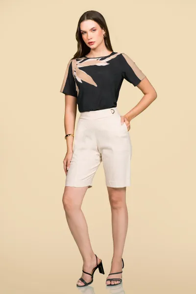 BERMUDA LINHO COM ELASTANO NATURAL MIRA VEST