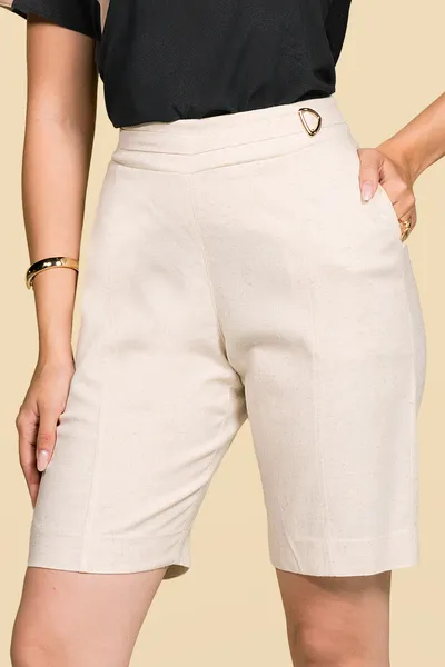 BERMUDA LINHO COM ELASTANO NATURAL MIRA VEST