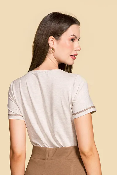 T-SHIRT VISCOSE COM LINHO OFF WHITE MIRA VEST