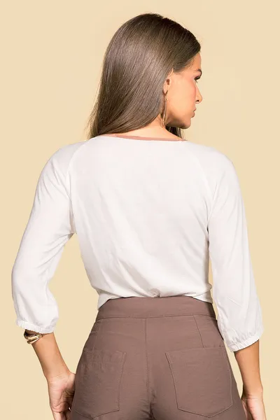 BLUSA VISCOLINHO COM ELASTANO OFF WHITE MIRA VEST