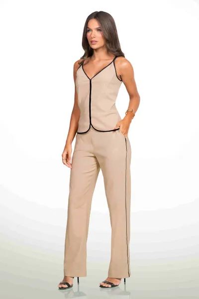 CONJUNTO ALFAIATARIA SLUB AREIA MIRA VEST