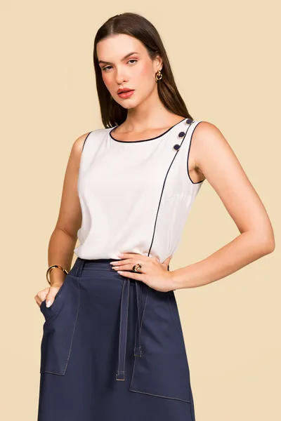 BLUSA VISCOLINHO COM ELASTANO OFF WHITE MIRA VEST