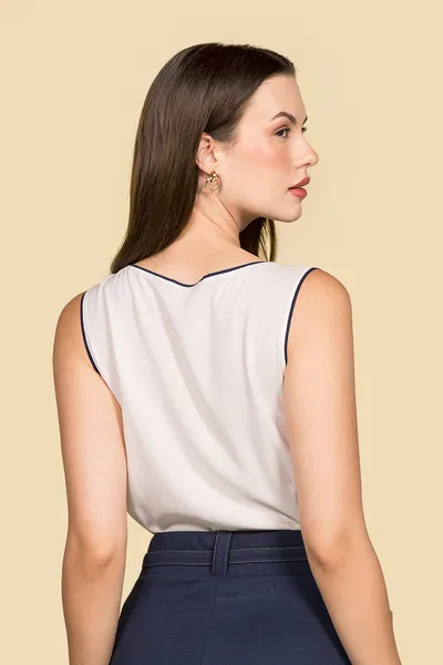 BLUSA VISCOLINHO COM ELASTANO OFF WHITE MIRA VEST