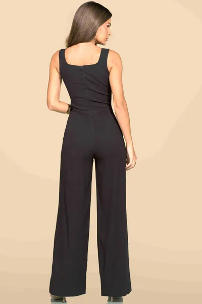 MACACÃO ALFAIATARIA SLUB PANTALONA PRETO MIRA VEST