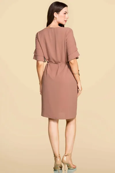 VESTIDO CREPE COM CINTO MARROM MIRA VEST