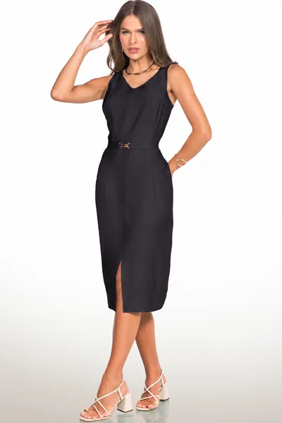 VESTIDO ALFAIATARIA DE VISCOSE COM CINTO PRETO MIRA VEST