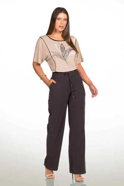 CALÇA ALFAIATARIA SLUB RETA PRETO MIRA VEST CALÇA ALFAIATARIA SLUB RETA PRETO MIRA VEST