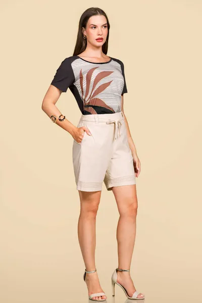 BERMUDA LINHO COM CINTO NATURAL MIRA VEST