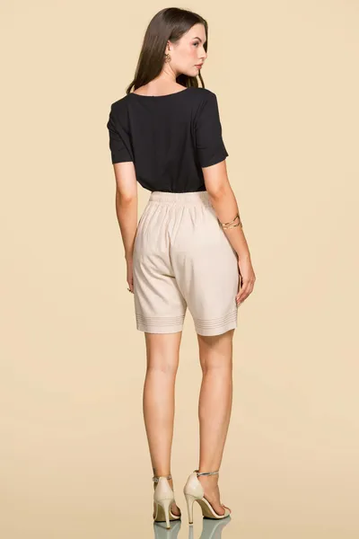 BERMUDA LINHO COM CINTO NATURAL MIRA VEST