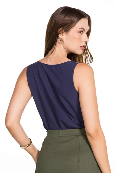 BLUSA PLANO FLUIDO COM ELASTANO MARINHO MIRA VEST